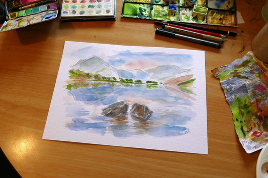 Buttermere Reflections watercolour painting j blakely art