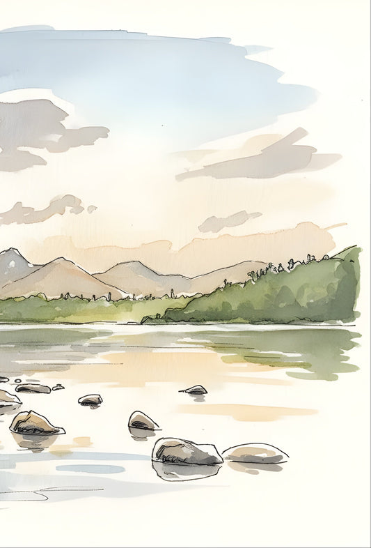 Derwentwater – Original Watercolour Landscape Painting size A4/A3