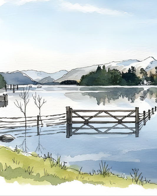 Derwentwater (3) – Original Watercolour Landscape Painting size A4/A3