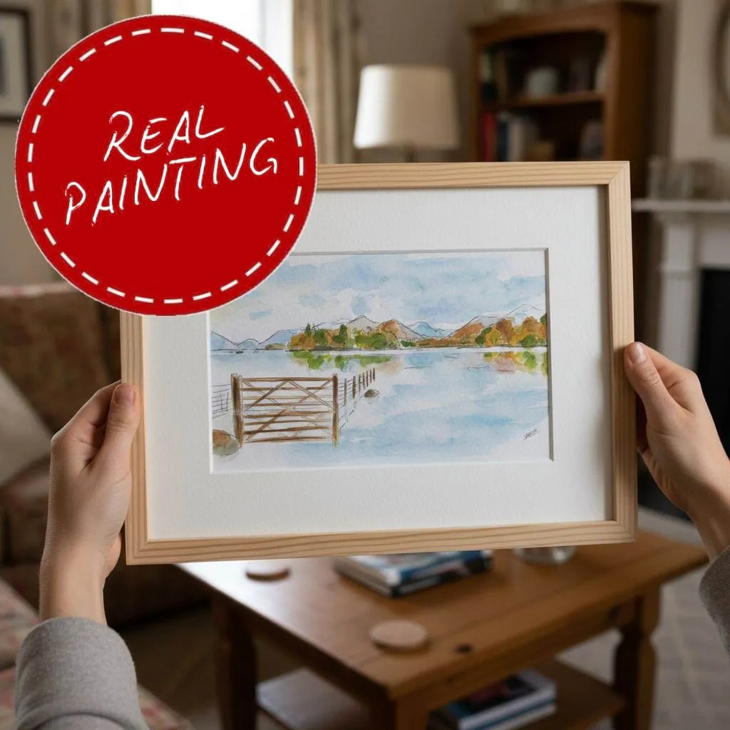 Buttermere Fence Watercolour - Lake District Original Art