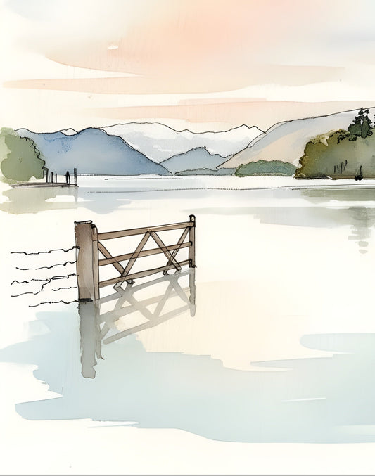 Derwentwater 2 – Original Watercolour Landscape Painting size A4/A3