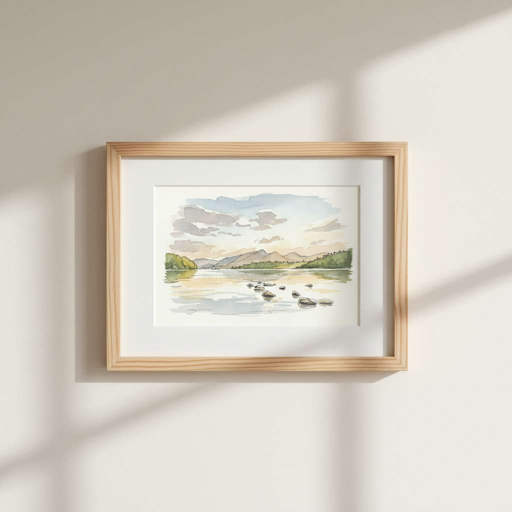 Derwentwater – Original Watercolour Landscape Painting size A4/A3