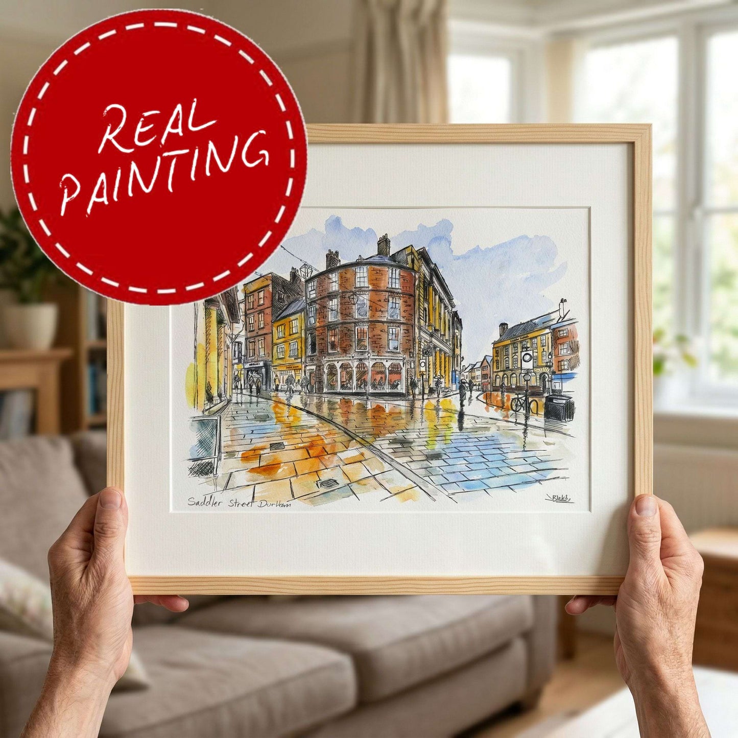 Saddler Street from  market place Durham signed  j blakely