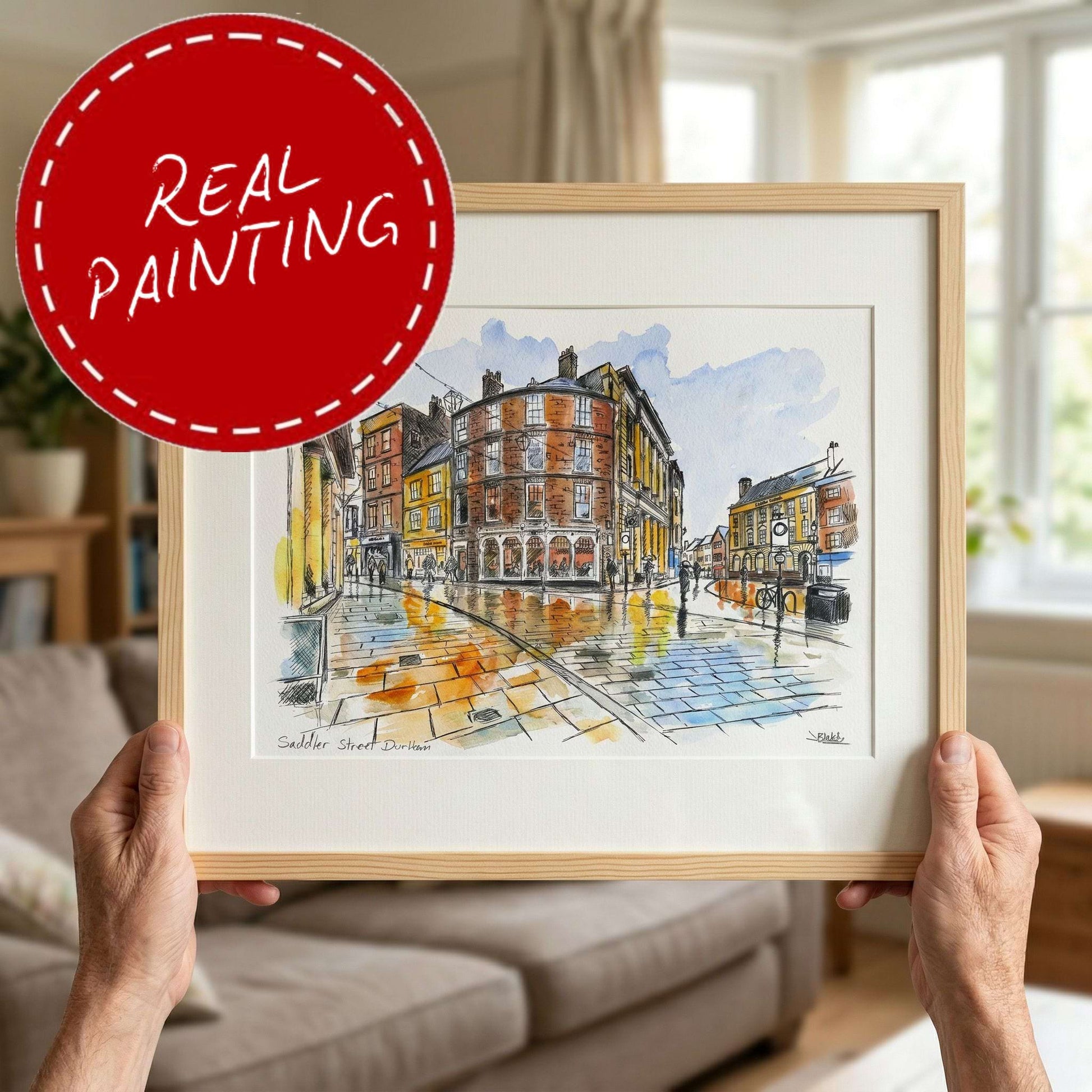 Saddler Street from  market place Durham signed  j blakely