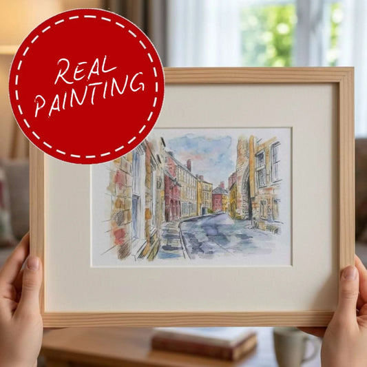 South Bailey, Durham, City, County Durham watercolour