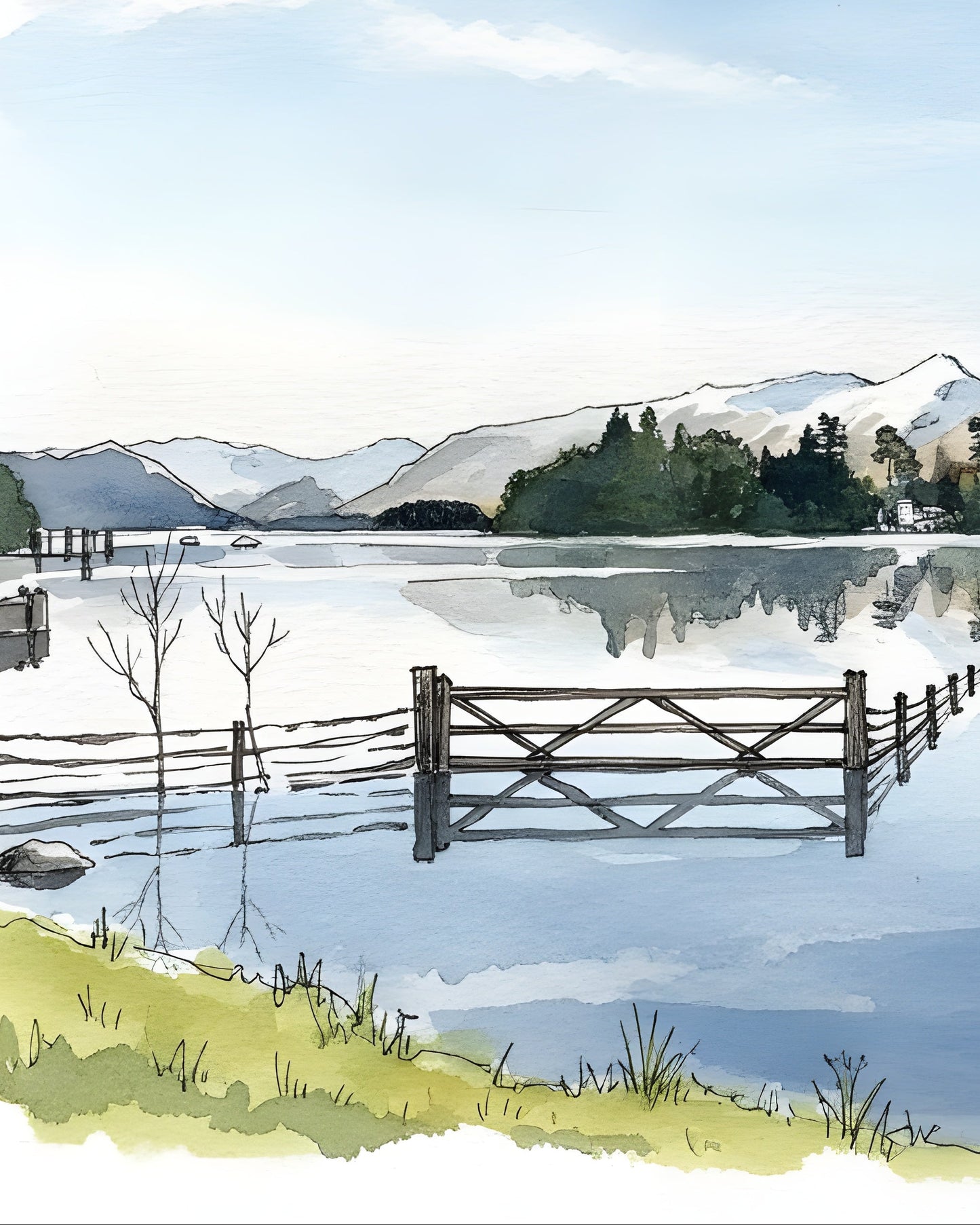 Derwentwater (3) – Original Watercolour Landscape Painting size A4/A3